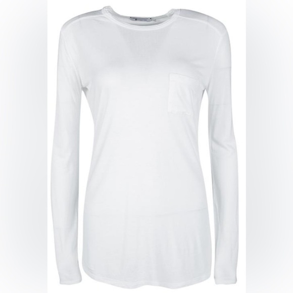 ALEXANDER WANG NWOT Size L, Long Sleeve Rayon White Tee - Picture 1 of 6